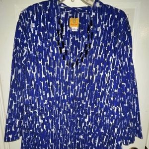 Ruby Rd. Black & Blue Jeweled Top Blouse 3x